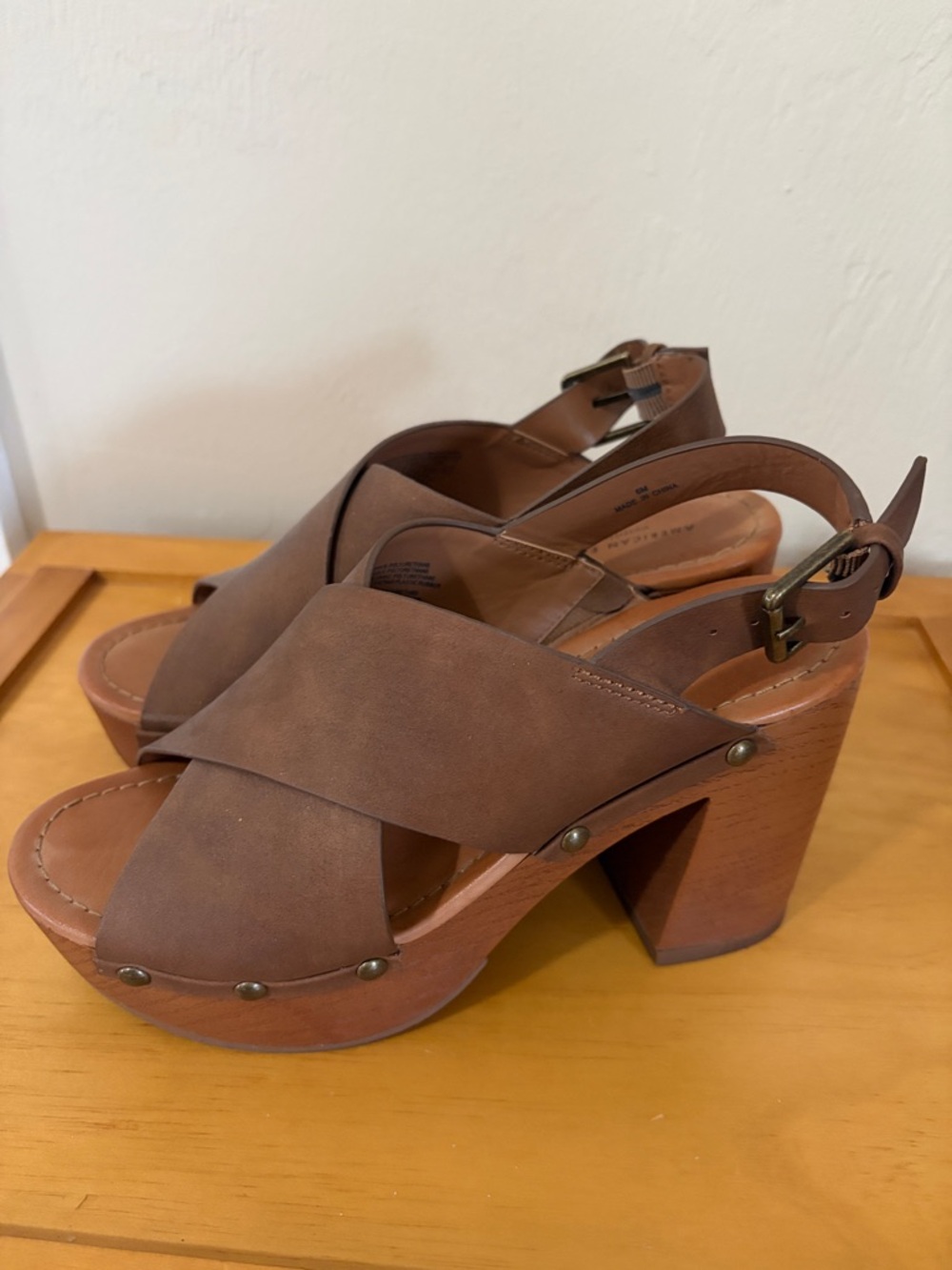 American Eagle Outfitters Brown Clog Sandals.